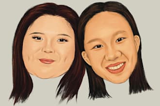 draw coloured portrait illustrations with reference to your photo