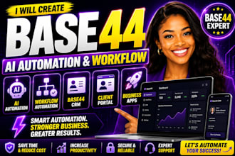 create base44 ai automation, base44 workflow, base44 CRM, client portal, base44