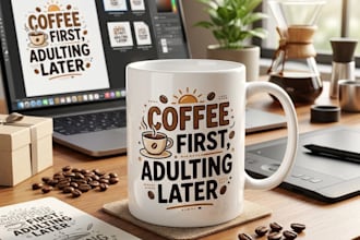design minimalist typography and custom mugs