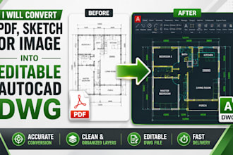 convert PDF and sketches into editable autocad dwg drawings