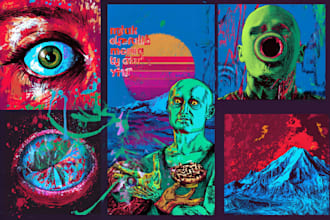 make trippy, psychedelic, surreal, illustrations designs