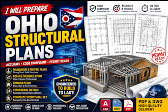 prepare ohio structural cad drawings foundation footing beam framing plans