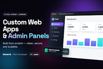 develop a custom laravel web application and admin panel