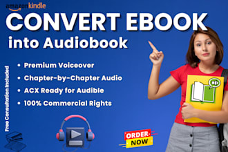 convert book or ebook to audiobook for amazon acx and audible, studio voiceover