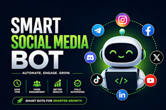 build custom social media bot, twitter bot, youtube bot, tiktok bot, telegram
