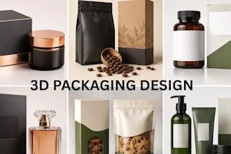 design product packaging, box design, label and 3d packaging mockup