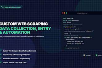 do web scraping data collection, entry, data cleaning using python and excel