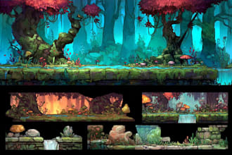 design 2d game art map, environment, tileset, and background