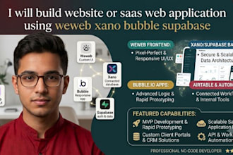 build website or saas web application using weweb xano bubble supabase