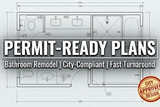 design permit ready bathroom remodel plans and mep drawings for city approval