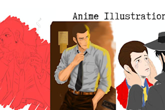 custom manga illustration for gifts, prints or profile pictures emotional