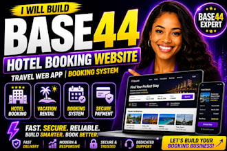 build base44 hotel booking website, base44 travel web app, base44 booking system