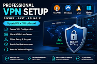 setup and configure openvpn or wireguard VPN server professionally