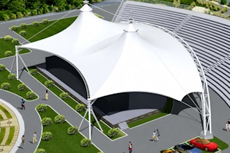design your tensile fabric structures and steel structures projects