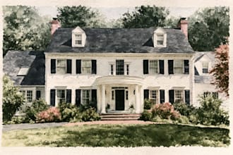 house in watercolor painting style