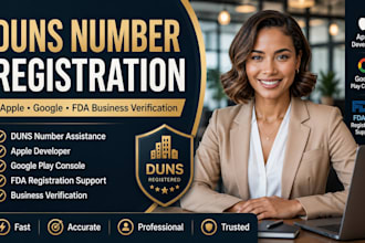 help you get a d u n s number for apple, google,  fda, business verification