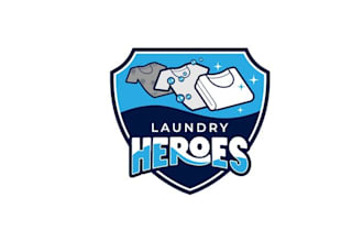 design custom laundry heroes logo for laundry service
