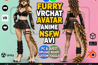 custom anthropomorphic furry avatar 3d vtuber avatar for vrm vseeface animaze