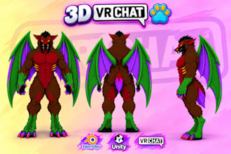 custom anthropomorphic furry avatar 3d vtuber avatar for vrm vseeface animaze