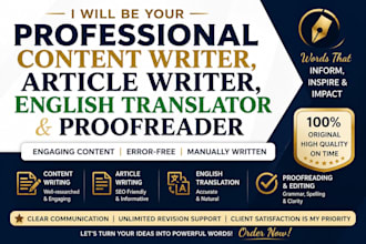 write contents, articles, translation and proofreading