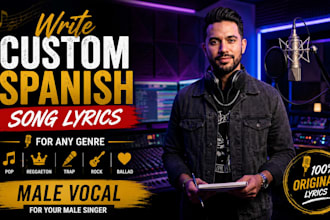 write custom spanish song lyrics for any genre male vocal for your male singer