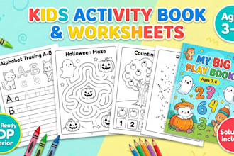 design kids activity book worksheets and interior for amazon kdp