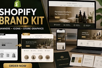 design a shopify brand kit with banners, icons and store graphics