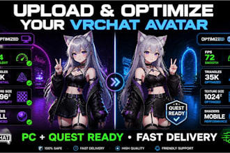 upload and optimize your vrchat avatar for PC and quest