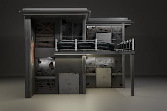 create 3d industrial environment models in blender