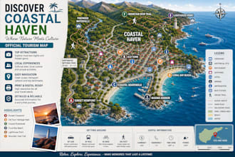 design ski resort, hiking, trail, tourism and custom vector maps