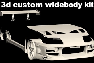 design 3d printable car body kit, custom widebody kit, bumper, fender, spoiler