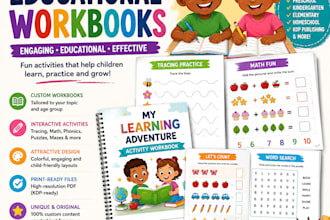 design and format educational textbook, paperback, cover, book layout, workbook