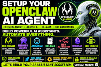 setup openclaw ai agent, hermes agent, jarvis ai, ollama, n8n automation