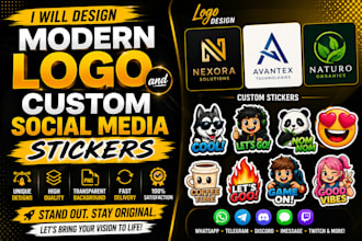 create social media sticker, logo, and custom stickers