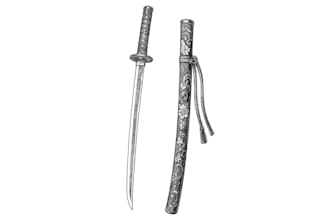 hand drawn katana sword fitting design katana blueprint drawing pencil sketch