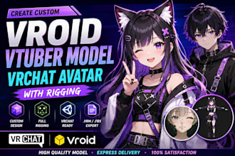 create custom vroid vtuber model, vrchat avatar with rigging