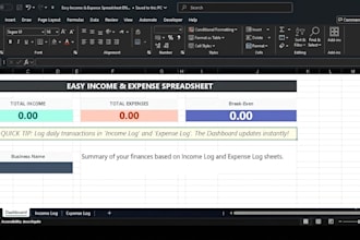 provide an easy income and expense spreadsheet for freelancers