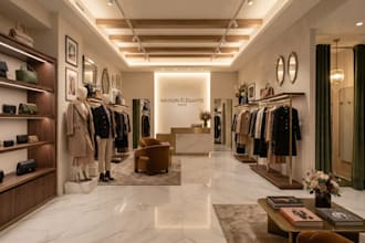 design retail store, pharmacy, supermarket and showroom interior in 3d