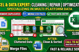 clean excel data, remove duplicates, and merge CSV files