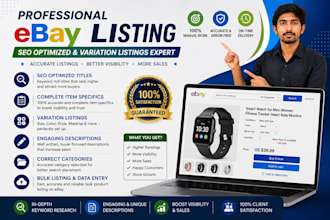 do ebay product listing, SEO optimization, and variation listings