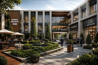 design measured office interior,modern office renovation,exterior signage render