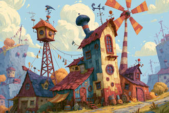 draw a full cartoon illustration