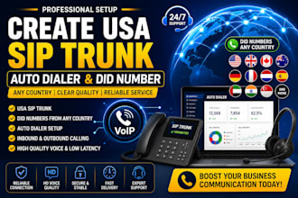 create usa sip trunk, auto dialer, did number of any country