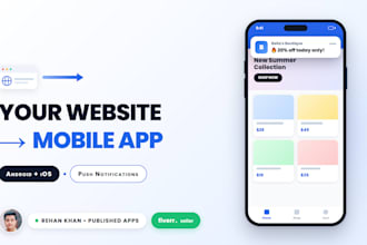 convert website to android and ios app with webview push notifications