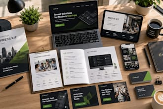 design startup press kit clickable PDF media kit social media kit meta ads