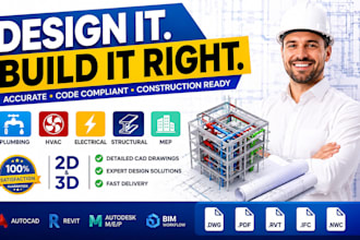 provide plumbing hvac electrical cad drawing create structural drawing mep 2d 3d