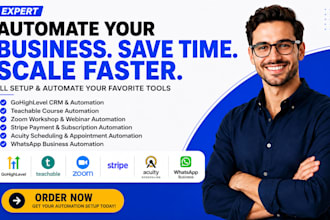 gohighlevel teachable zoom stripe acuity scheduling whatsapp business automation