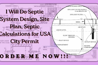 do septic system design, site plan, septic calculations for USA city permit
