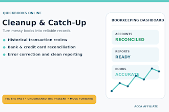 clean up quickbooks, fix bookkeeping and catch up accounts