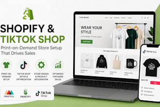 setup tiktok shop facebook shop redesign shopify printful, printify pod store